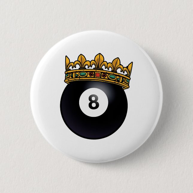 Billiards Player King Crown Pool Table Snooker Pyr 6 Cm Round Badge (Front)