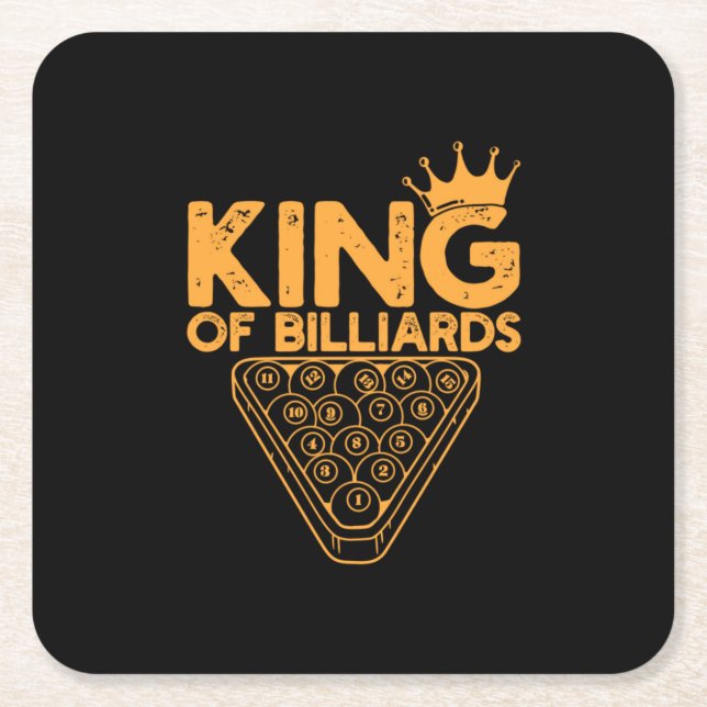 Billiards Player | King Of Billiards Square Paper Coaster (Front)
