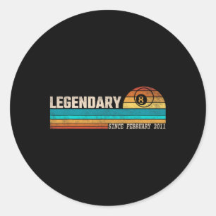 Billiards Player Legend Since February 2011 Birthd Classic Round Sticker