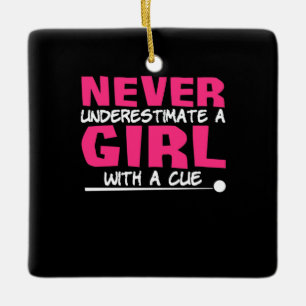 Billiards Player Pool Billiards Girl With A Cue Ceramic Ornament
