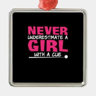 Billiards Player Pool Billiards Girl With A Cue Metal Ornament