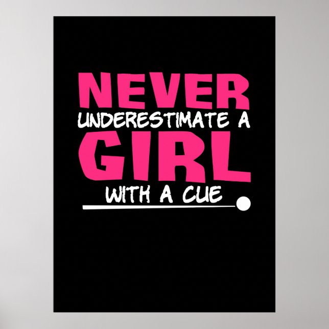 Billiards Player | Pool Billiards Girl With A Cue Poster (Front)