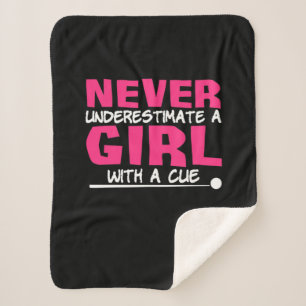 Billiards Player Pool Billiards Girl With A Cue Sherpa Blanket