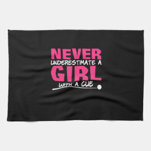 Billiards Player Pool Billiards Girl With A Cue Tea Towel