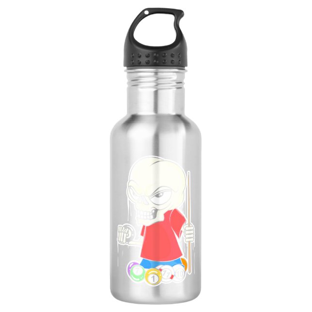 Billiards Player | Skull Billiard Player 710 Ml Water Bottle (Front)
