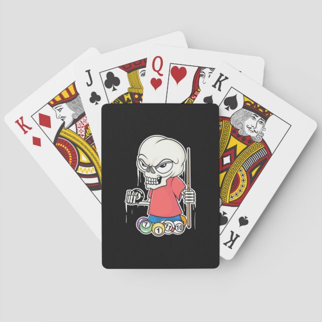 Billiards Player | Skull Billiard Player Playing Cards (Back)