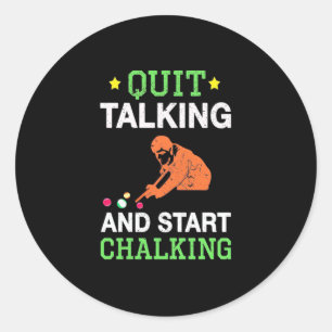 Billiards Player Snooker Start Chalking Classic Round Sticker