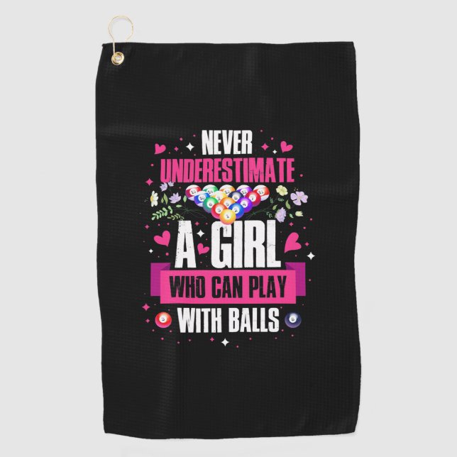 Billiards Player This Girl Can Play Pool Billiards Golf Towel (Front)