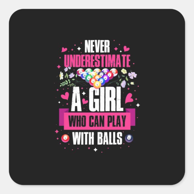 Billiards Player This Girl Can Play Pool Billiards Square Sticker (Front)