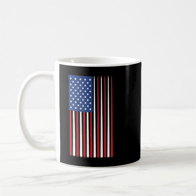 Billiards Player USA American Flag Pool Sticks Cue Coffee Mug (Left)