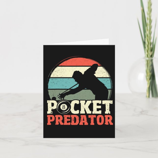 Billiards Pocket Predator 8 Ball Funny Men Retro P Card (Front)
