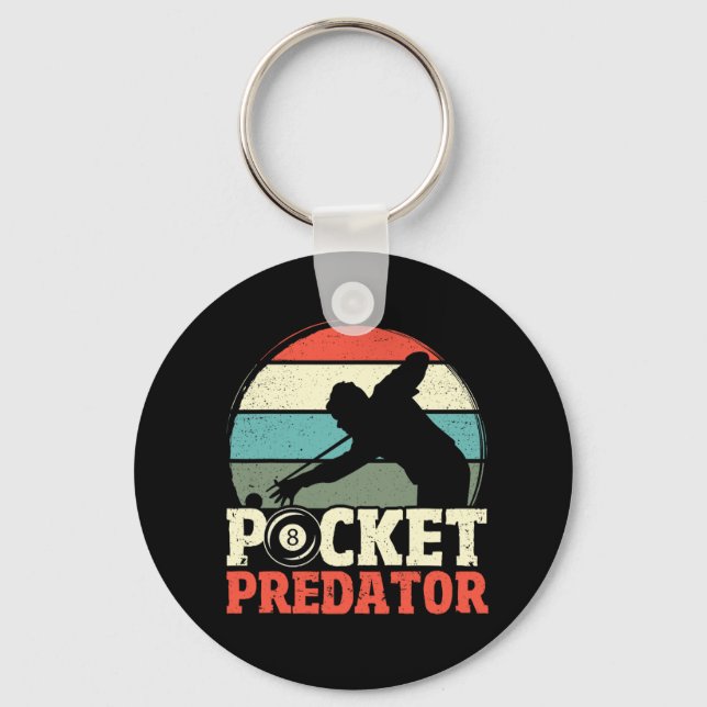 Billiards Pocket Predator 8 Ball Funny Men Retro P Key Ring (Front)