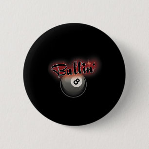 Billiards Pool 8 Ball S 6 Cm Round Badge