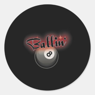 Billiards Pool 8 Ball S Classic Round Sticker