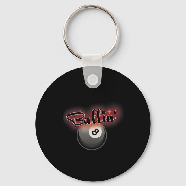 Billiards Pool 8 Ball S  Key Ring (Front)