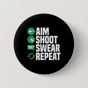 Billiards Pool Aim Shoot Swear Funny  6 Cm Round Badge