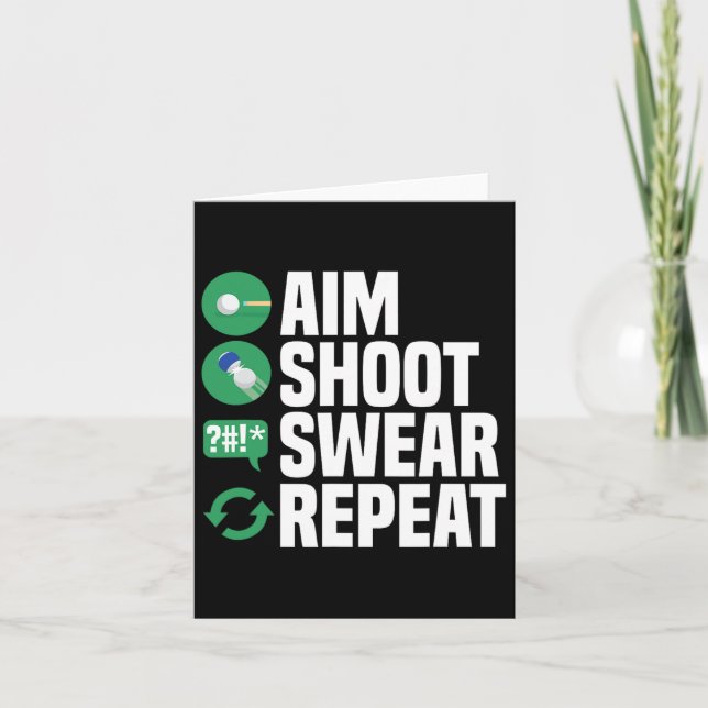 Billiards Pool Aim Shoot Swear Funny  Card (Front)