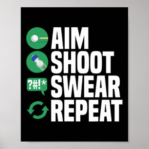 Billiards Pool Aim Shoot Swear Funny  Poster