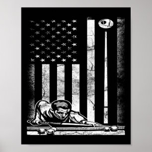 Billiards Pool American Us Flag July 4th Poster