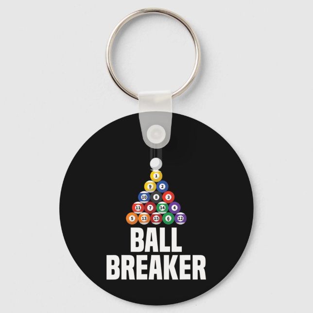 Billiards Pool Ball Breaker Funny  Key Ring (Front)