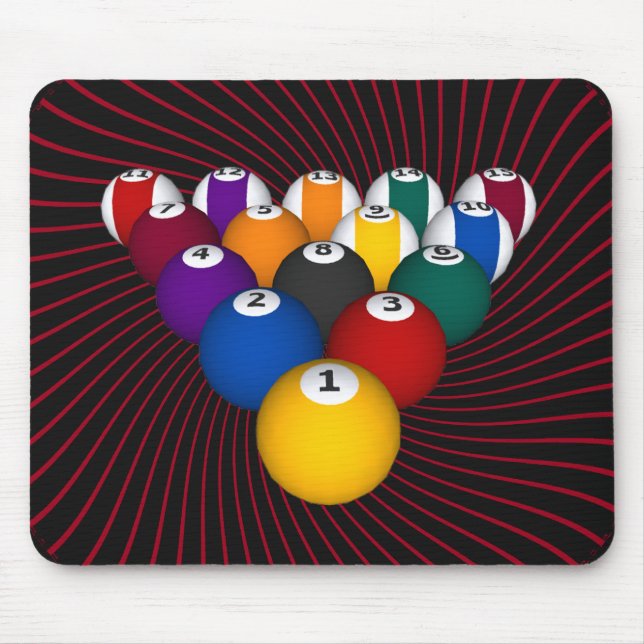 Billiards / Pool Balls: Custom Mousepad: Billiard Mouse Pad (Front)