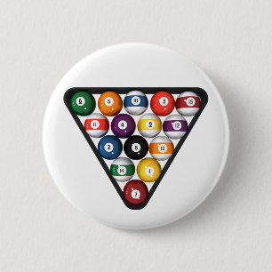 Billiards / Pool Balls Racked: 6 Cm Round Badge