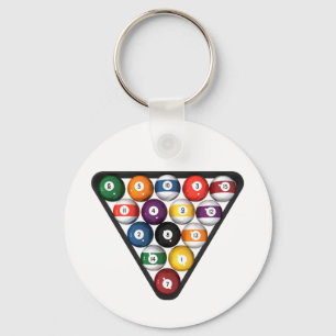 Billiards / Pool Balls Racked: Key Ring