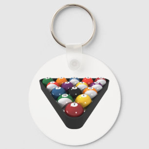 Billiards / Pool Balls Racked: Key Ring