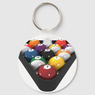 Billiards / Pool Balls Racked: Key Ring