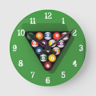 Billiards / Pool Balls: Wall Clock