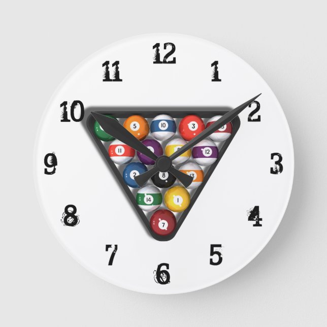 Billiards / Pool Balls: Wall Clock (Front)