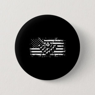 Billiards Pool Billiards American Flag Gift 6 Cm Round Badge