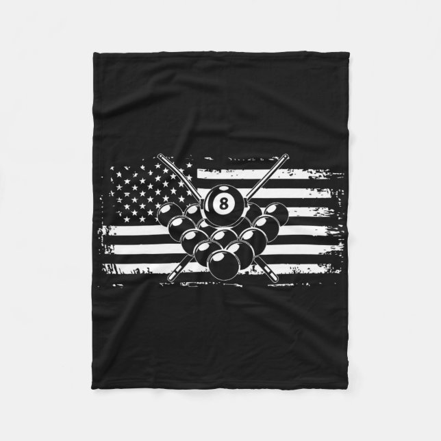 Billiards Pool Billiards American Flag Gift  Fleece Blanket (Front)