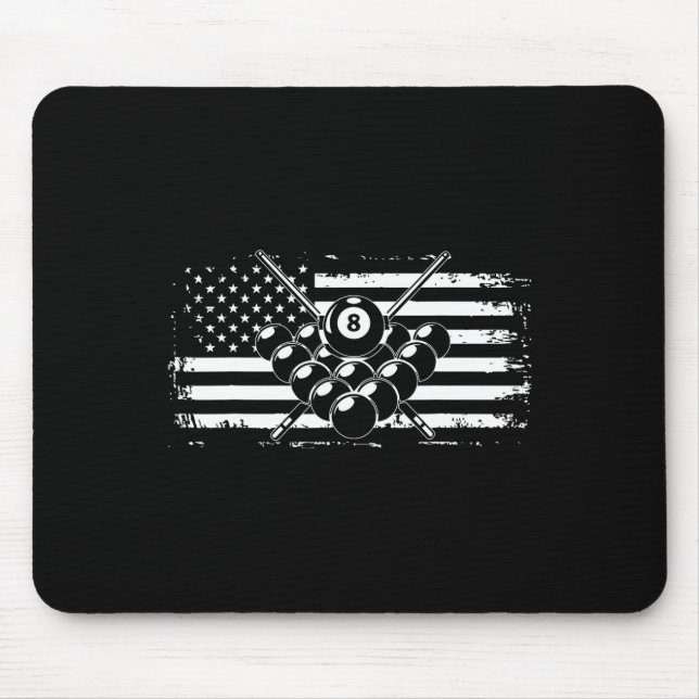 Billiards Pool Billiards American Flag Gift  Mouse Pad (Front)