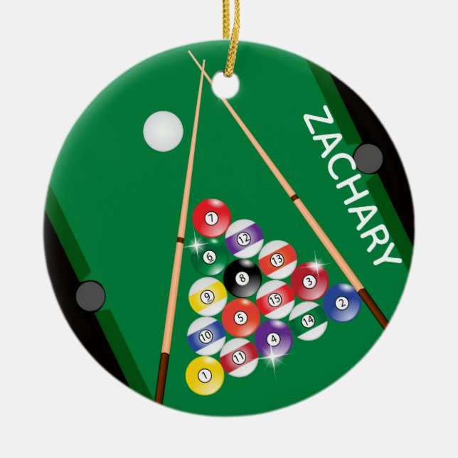 Billiards Pool Game Ceramic Ornament (Front)