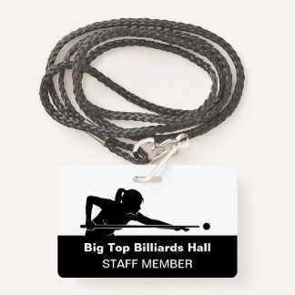 Billiards Pool Hall And Event Staff Member Budget ID Badge