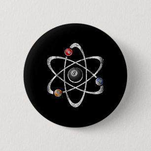 Billiards Pool Hall Sport Atom Science Vintage Ret 6 Cm Round Badge