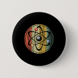 Billiards Pool Hall Sport Atom Science Vintage Ret 6 Cm Round Badge