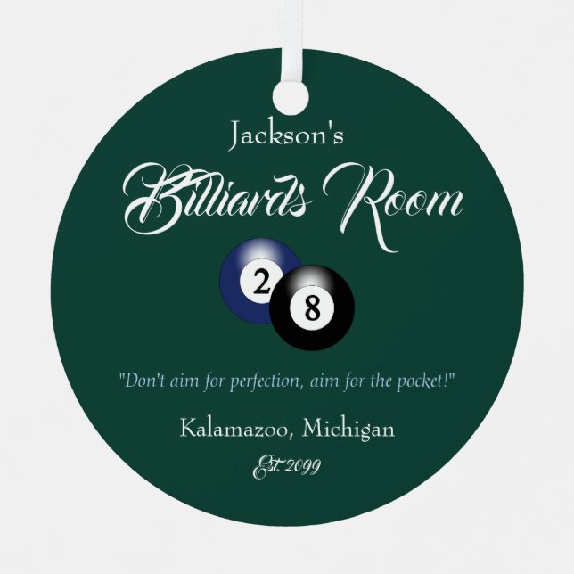 Billiards Pool Man Cave Christmas Ornament (Front)