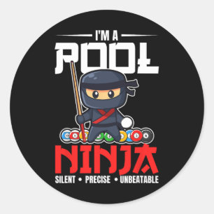 Billiards Pool Ninja 8 Ball Funny Men Boys Kids Bi Classic Round Sticker