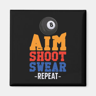 Billiards Pool Player Ball 8 Ball Vintage Aim Shoo Magnet