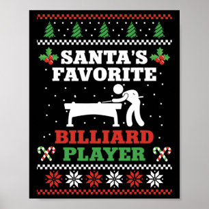 Billiards Pool Player Ball Christmas Ugly Christma Poster
