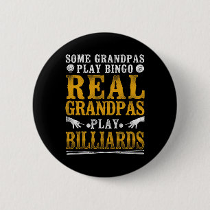 Billiards Pool Player Ball Grandpa Vintage Some Gr 6 Cm Round Badge