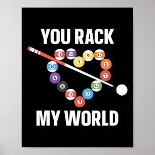 Billiards Pool Player Ball Pun Heart Valentines Da Poster