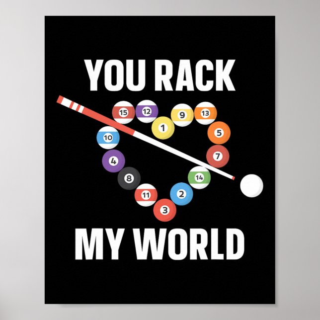 Billiards Pool Player Ball Pun Heart Valentines Da Poster (Front)