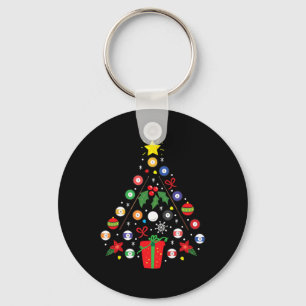 Billiards Pool Player Christmas Ornament Tree Funn Key Ring