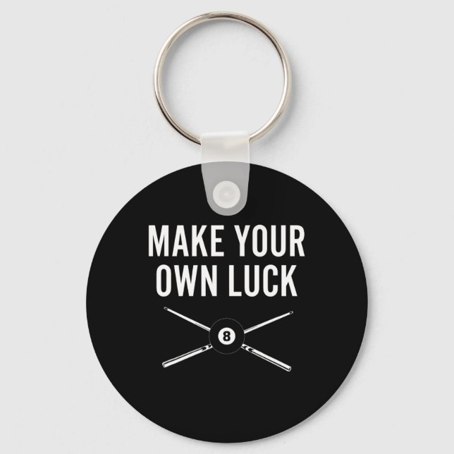Billiards Pool Player Design With Eight Ball Make  Key Ring (Front)