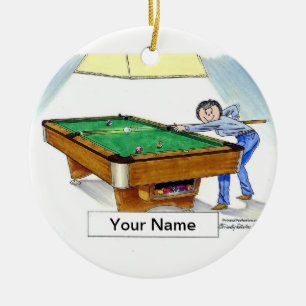 Billiards, Pool Player - Female Ceramic Tree Decoration