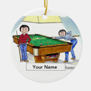 Billiards, Pool Player - Female & Female Ceramic Tree Decoration