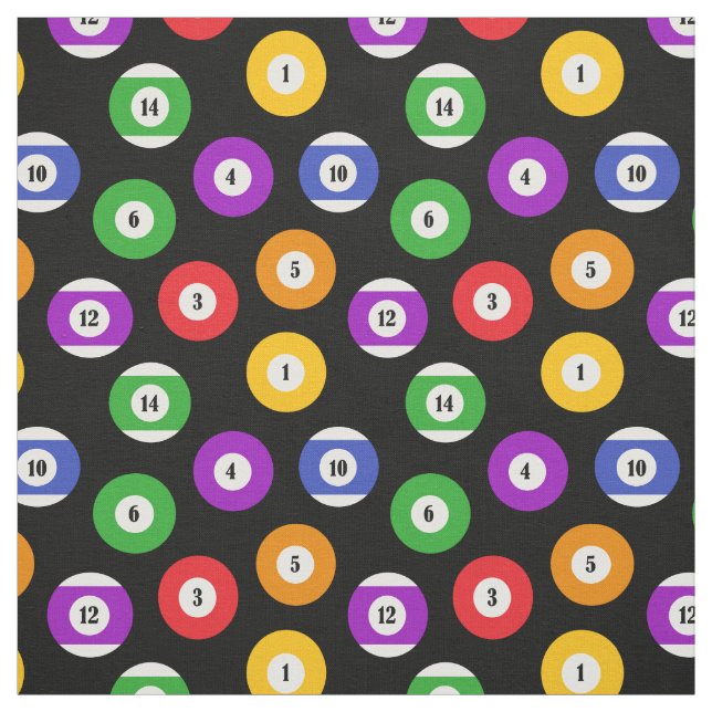 Billiards Pool Player Pool Balls Patterned Fabric (Swatch)